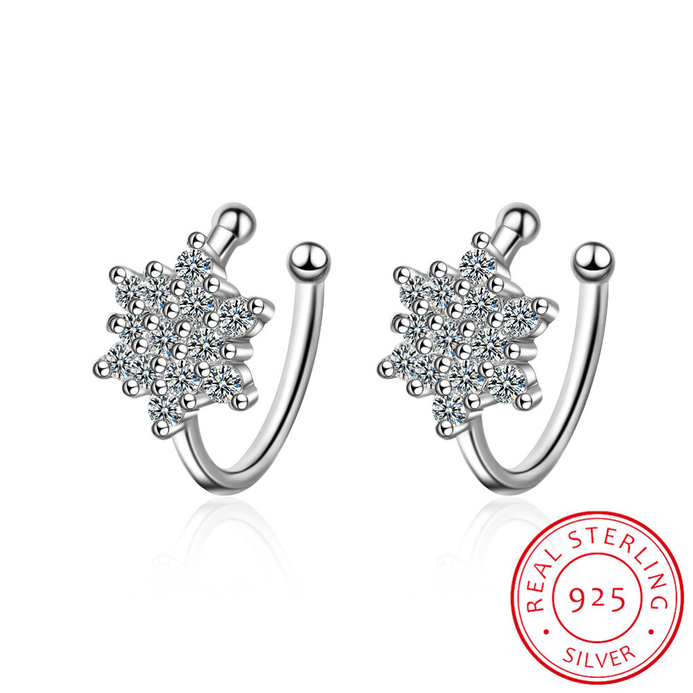 Ear Cuff No Piercing - أقراط من الفضة الإسترليني على شكل