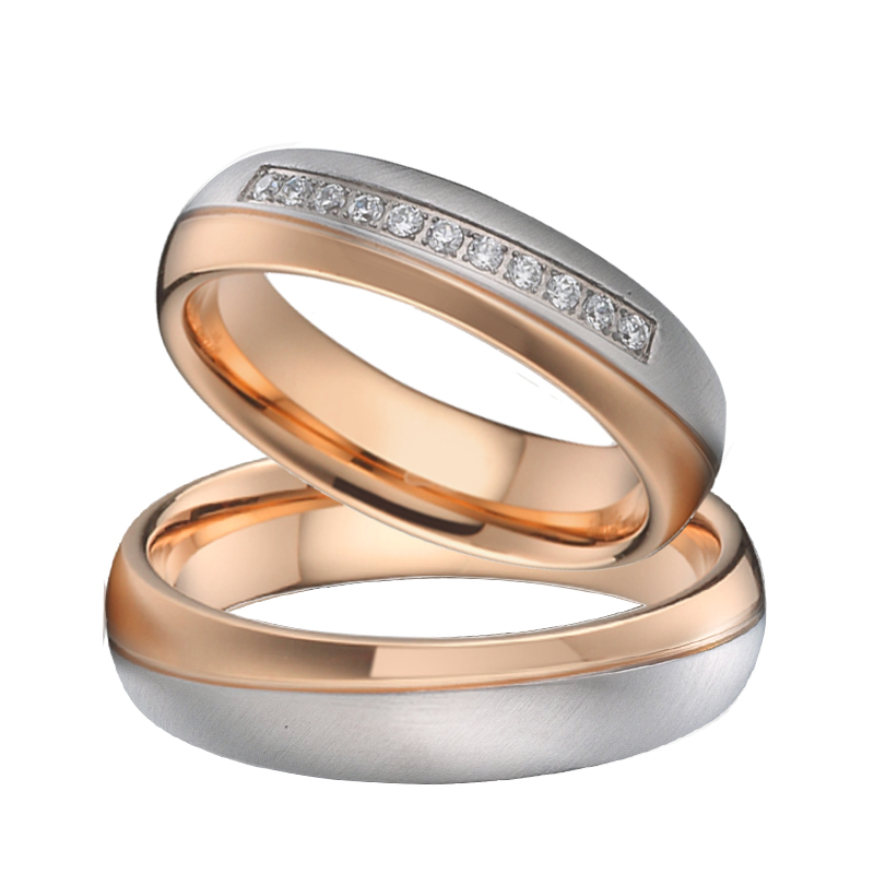Titanium Steel Ring - مجموعة خواتم زفاف مصممة يدويًا مطلية
