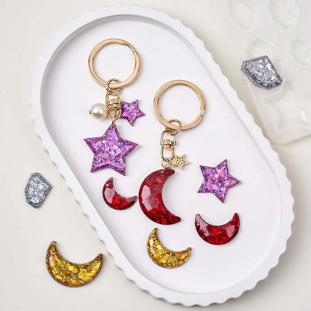 Moon Star Earrings - القرط الراتنج قالب من السيليكون DIY