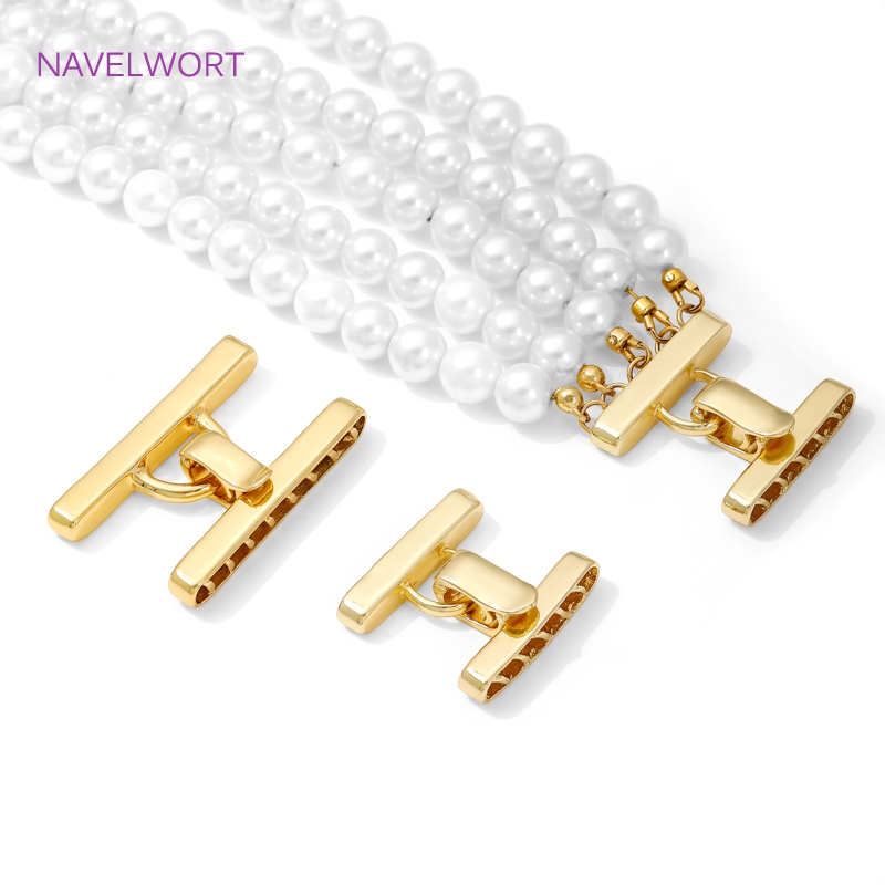 Pearl Necklace - متعدد السواحل قلادة المشبك 18K مطلية
