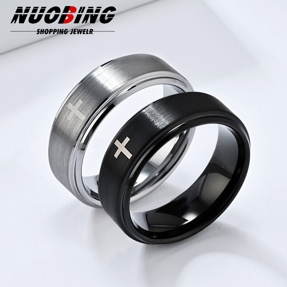 Titanium Steel Ring - الرجعية التيتانيوم الصلب المسيحية يسوع الصليب