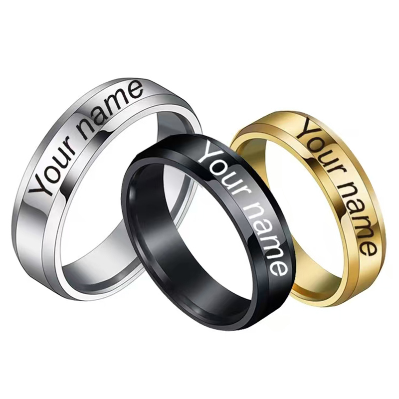 Titanium Steel Ring - خواتم مخصصة محفورة باسمك شعار النص