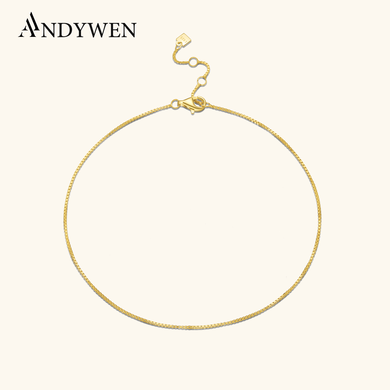 Anklet Foot Chain - ANDYWEN 925 فضة الذهب صندوق الطفل