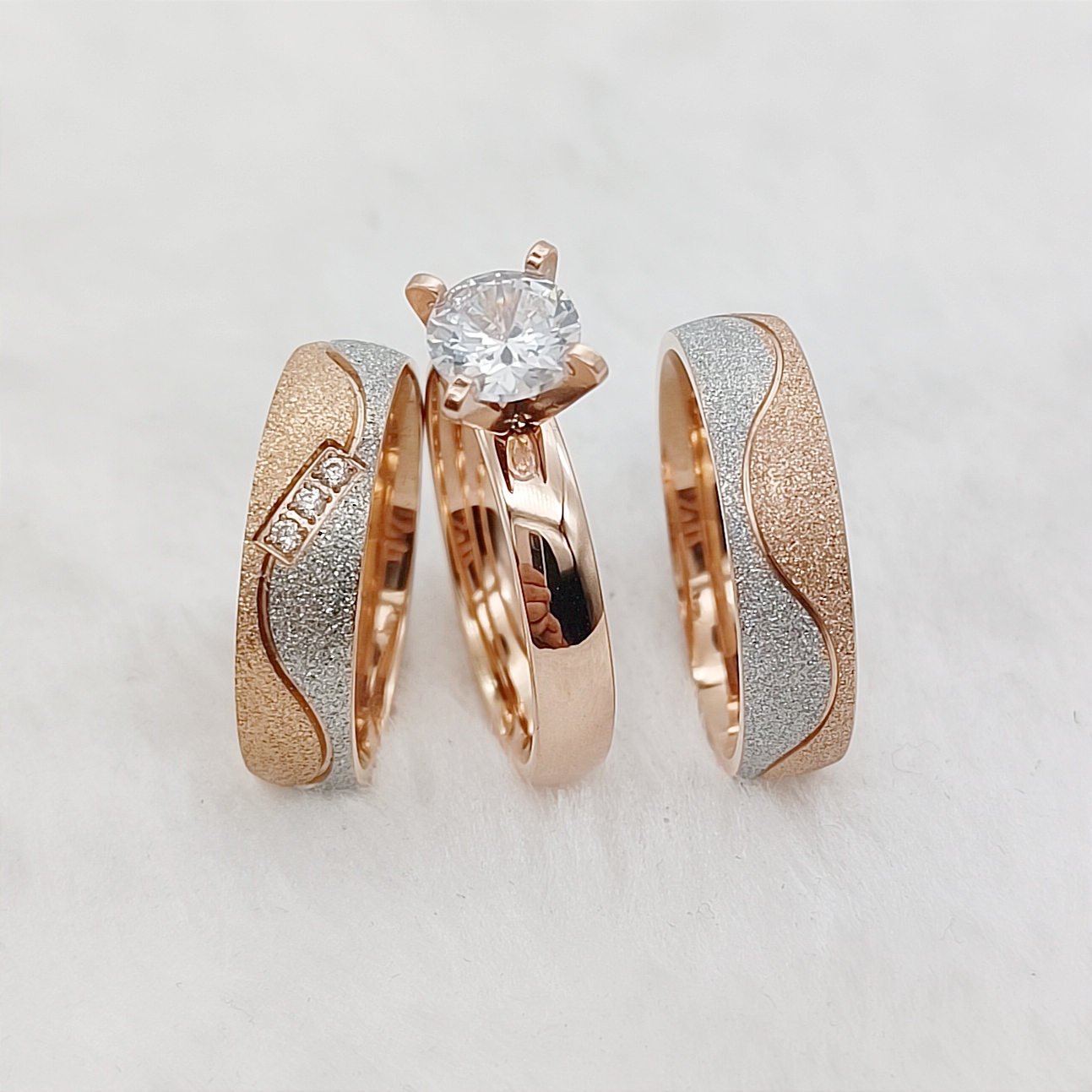 Titanium Steel Ring - اقتراح 3 قطعة وعد الزواج خواتم