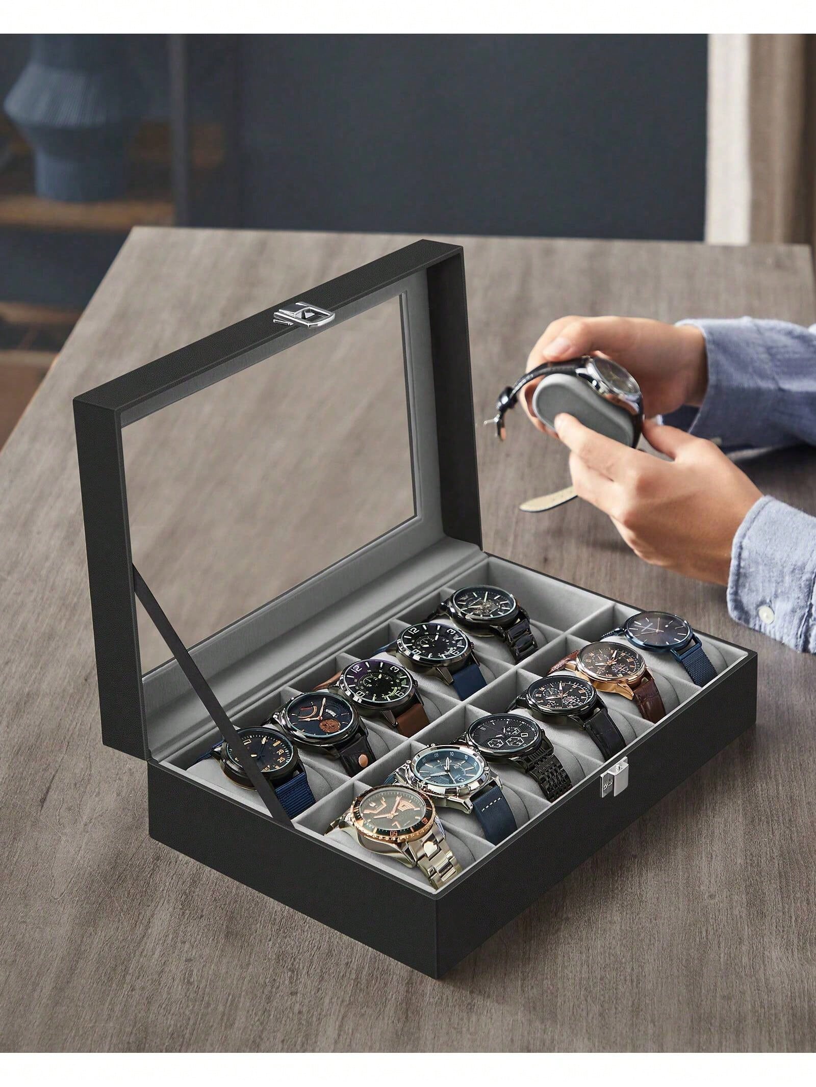 صندوق ساعات بـ 12 فتحة قابل لل - مراجعة Jewelry Organizer Watches وسعره