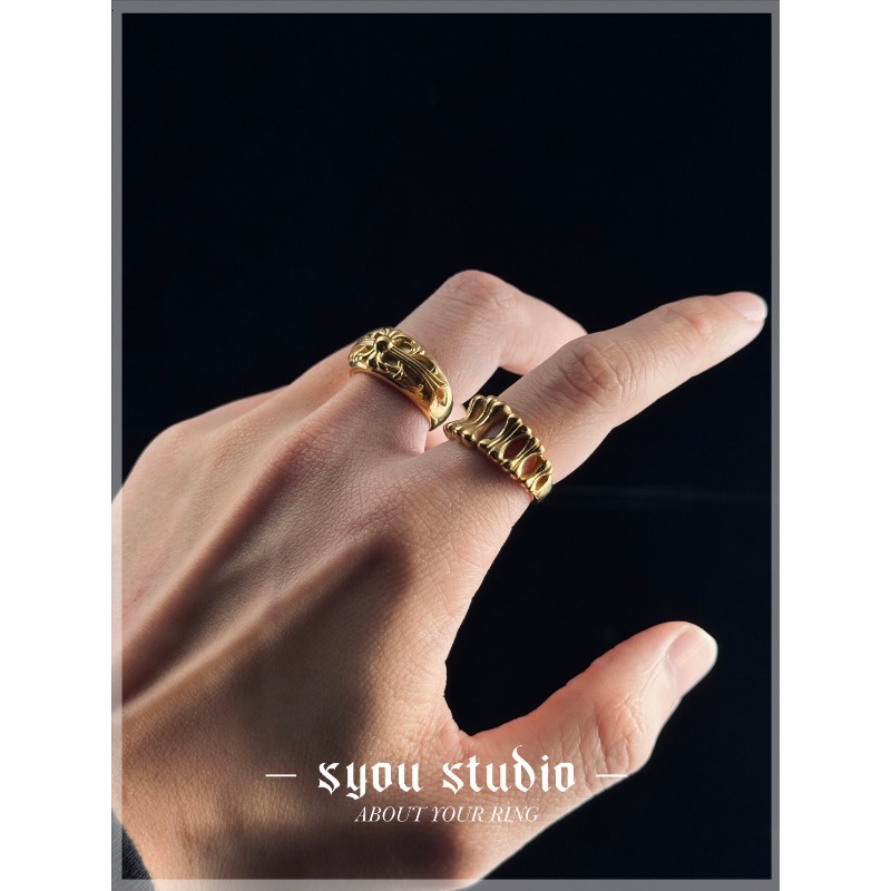خاتم ذهبي بتصميم قوس قزح، مجوه - مراجعة Titanium Steel Ring وسعره