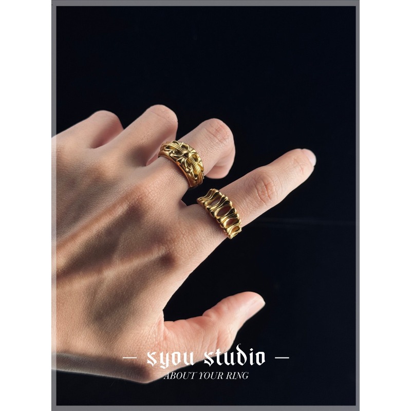 خاتم ذهبي بتصميم قوس قزح، مجوه - مراجعة Titanium Steel Ring وسعره