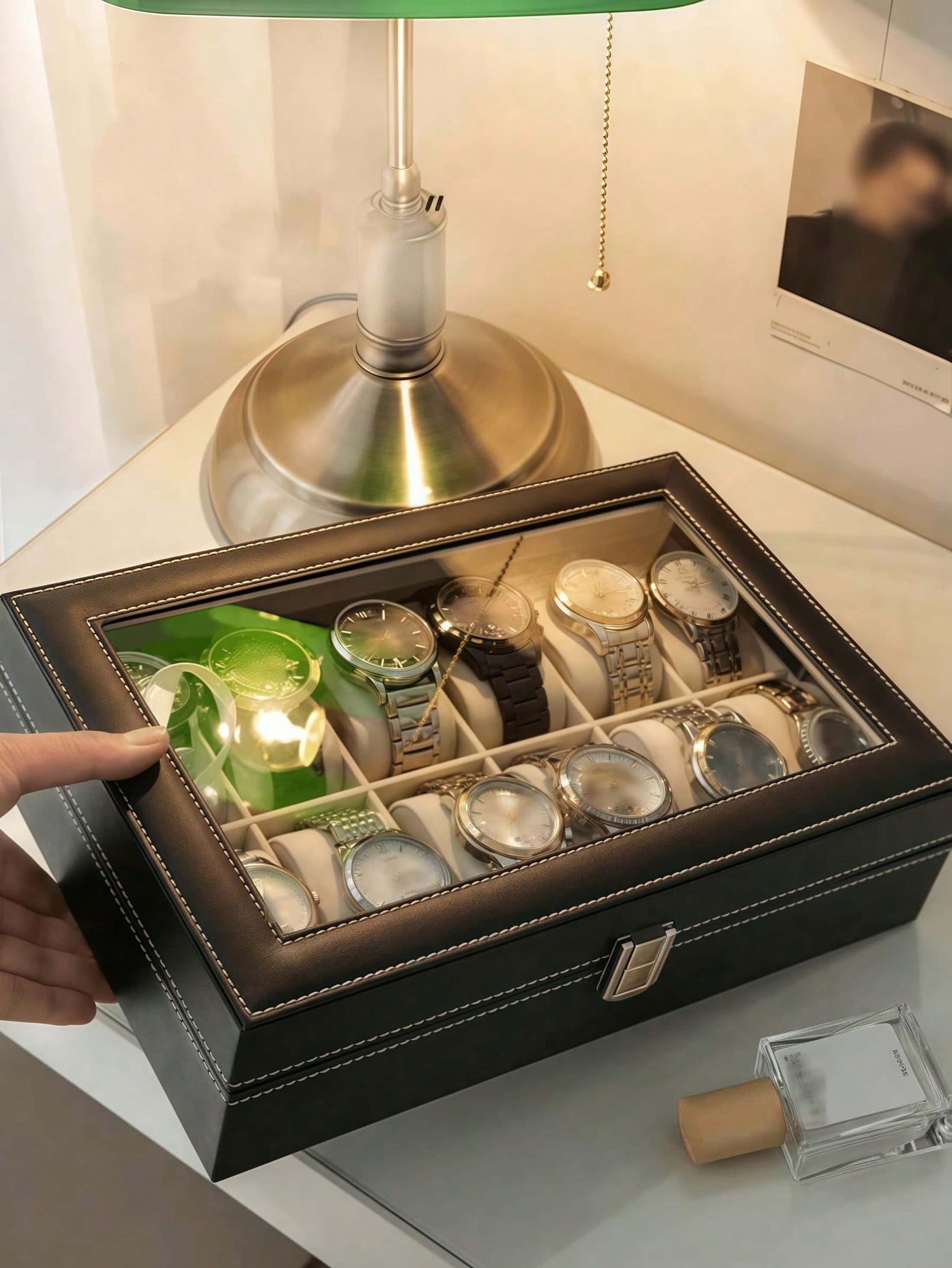 صندوق ساعات جلدي مع قفل، علبة  - مراجعة Jewelry Organizer Watches وسعره