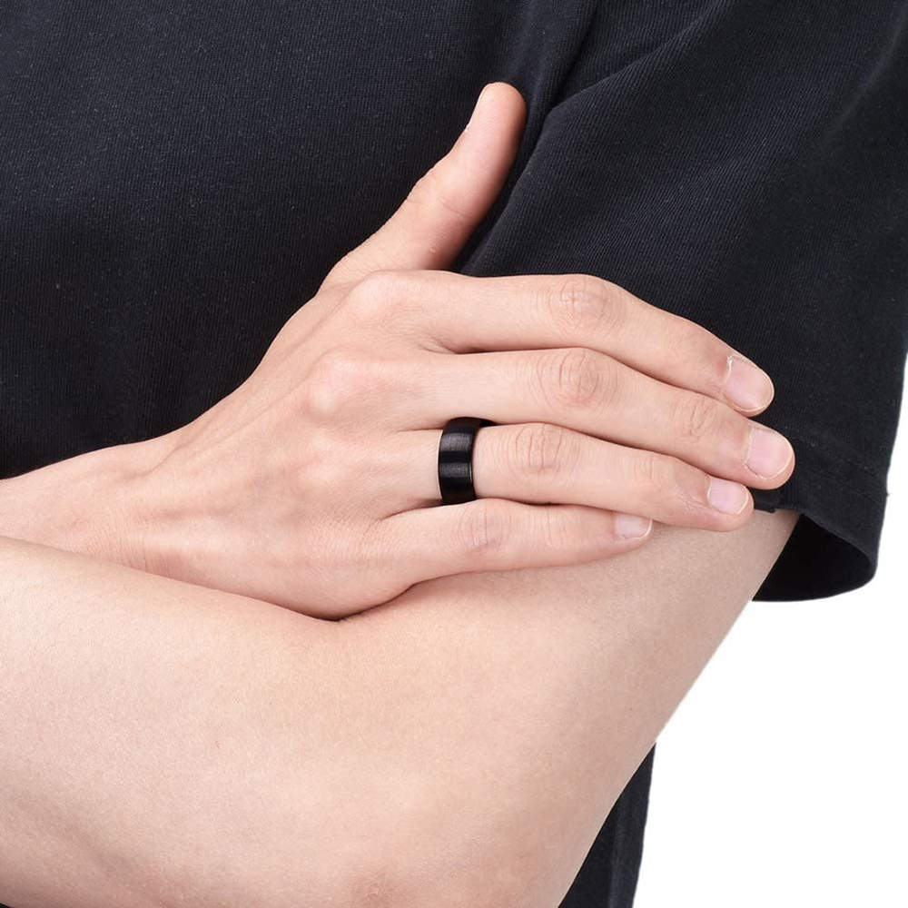 خاتم تيتانيوم أسود غير لامع كل - مراجعة Titanium Steel Ring وسعره