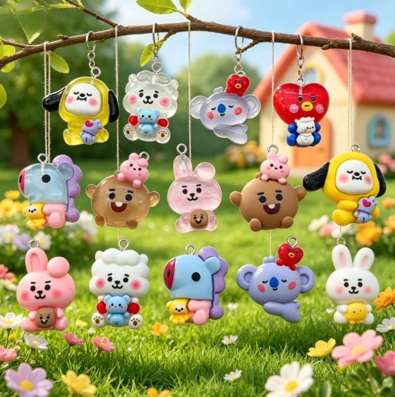 7 قطع من إكسسوارات BT21 الكرتو - مراجعة Drop Earrings وسعره