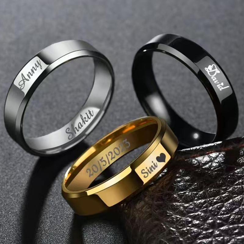 خواتم مخصصة محفورة باسمك شعار  - مراجعة Titanium Steel Ring وسعره