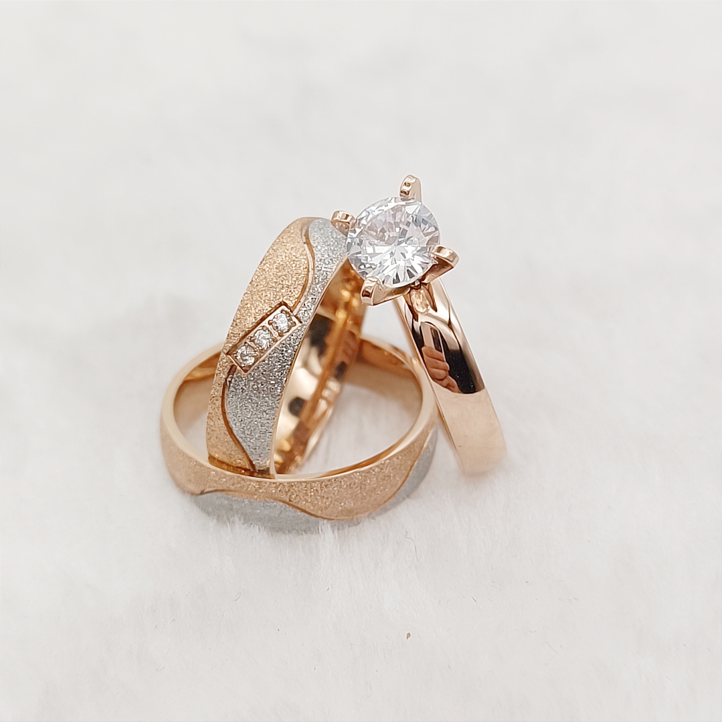 اقتراح 3 قطعة وعد الزواج خواتم - مراجعة Titanium Steel Ring وسعره