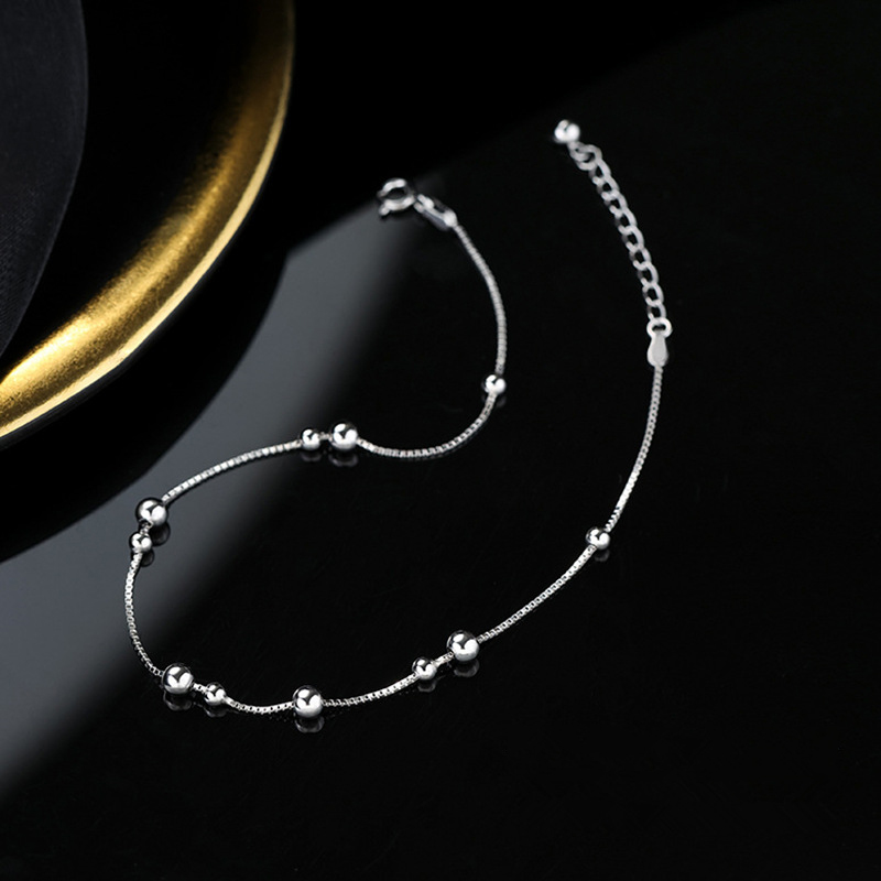 925 فضة هندسية جولة حبة الكاحل - مراجعة Anklet Foot Chain وسعره