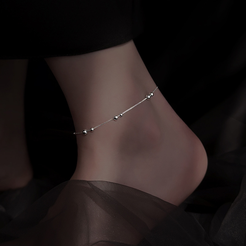925 فضة هندسية جولة حبة الكاحل - مراجعة Anklet Foot Chain وسعره